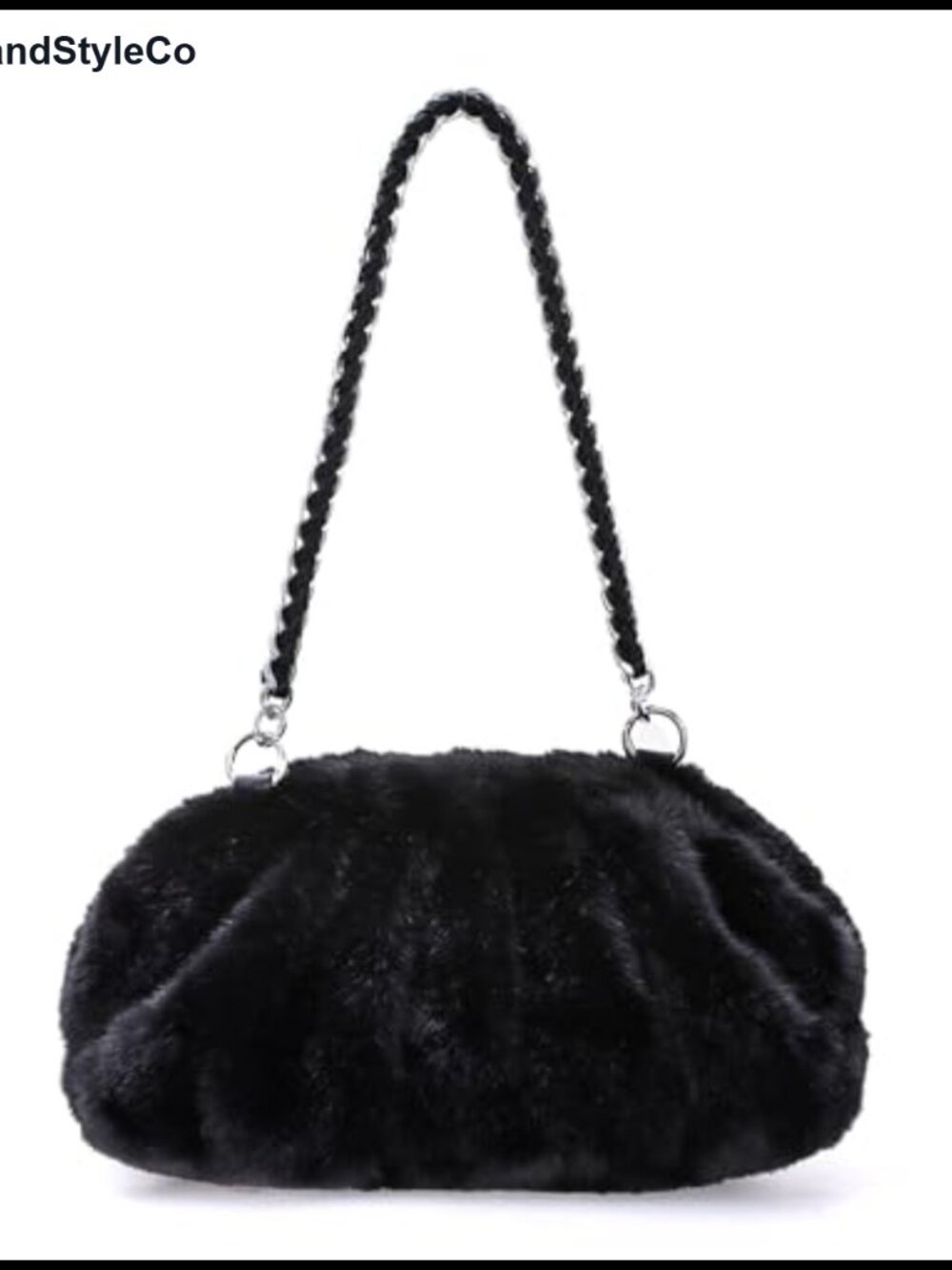 Faux Fur Pleated Clouds Dumpling Clutch Purse Fuzzy Plush Shoulder Bag
